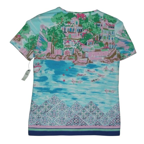 Talbots Tee Womens Size Small Italy Lake Como Destination Print the t-shirt top - Picture 2 of 10